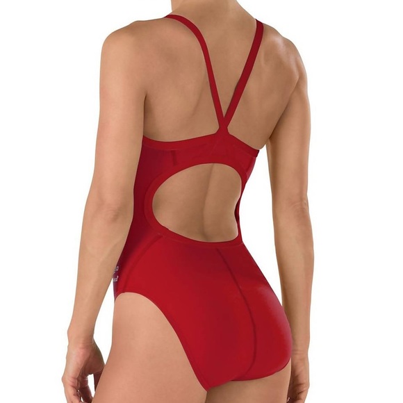 SPEEDO Endurance+ maroon Solid Flyback one piece training swimsuit size 26 NWT - Picture 3 of 5
